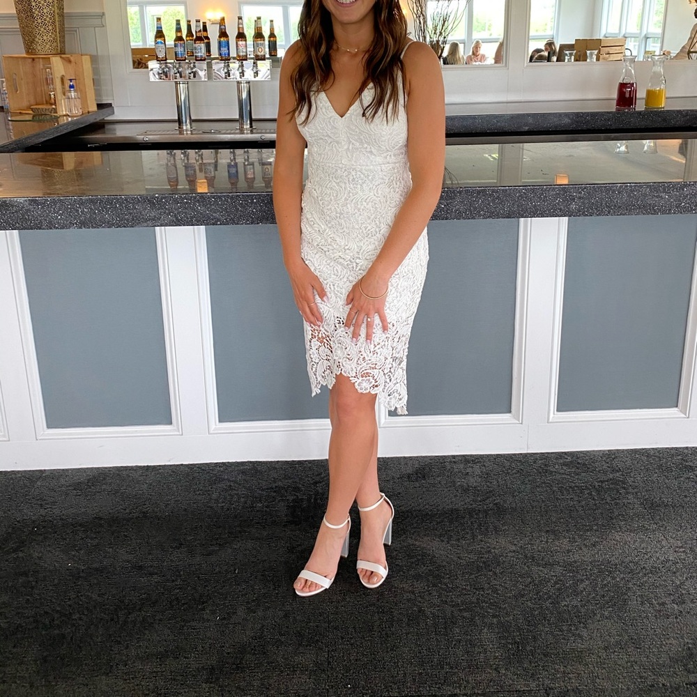 White lace dress- Showpo brand. Worn once for a bridal shower.